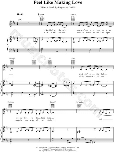 Roberta Flack Feel Like Making Love Sheet Music In D Major