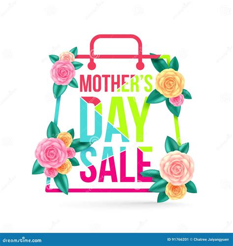Mothers Day Sale With Beautiful Flower For Banners Stock Vector