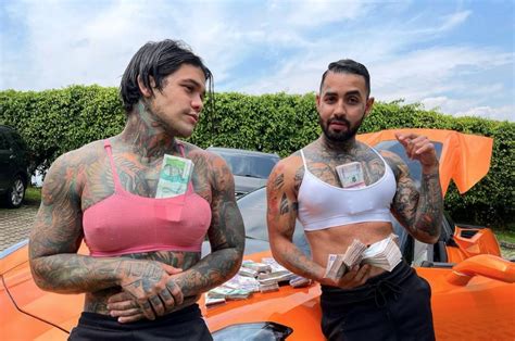 Tattooed Man Shows Off Breast Implants