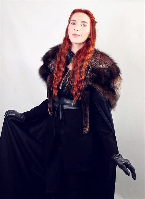 sansa stark game of thrones costume cosplay with vintage 1940 s silver fox cape taxidermy fox