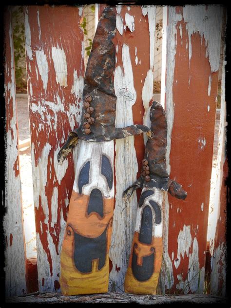 Candy Corn Witch Stump Dolls Primitive Halloween Folk Art Etsy