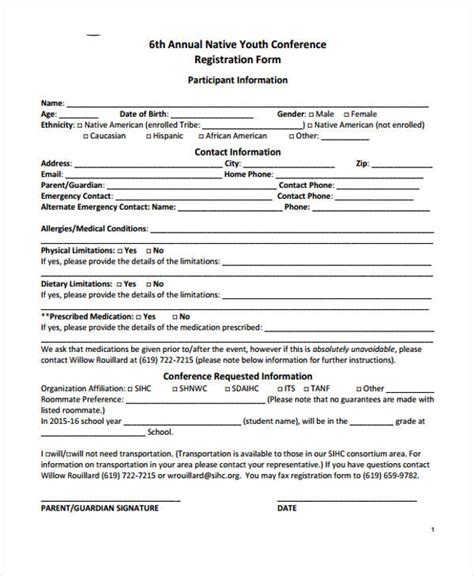 Free 24 Conference Registration Forms In Pdf Excel Ms Word