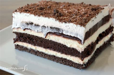 Spread the remaining cool whip over the top. Easy Chocolate Lasagna | TheBestDessertRecipes.com