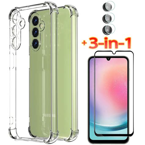 3 En 1 Cristal Templado Funda Samsung A24 A34 A54 Carcasa Silicona