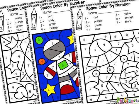 🚀 Free Printable Outer Space Color By Number Preschool Worksheet