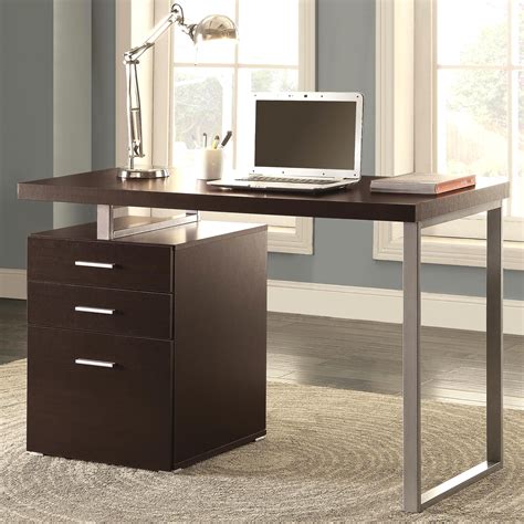 a line furniture modern design home office cappuccino writing computer desk with drawers and