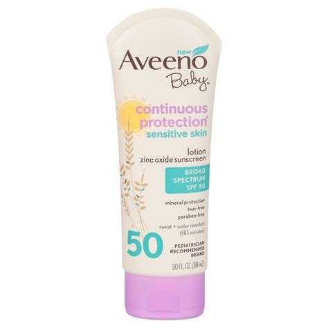 While often used interchangeably to describe anything you put on your skin to protect it from the sun, these are technically not if you feel you need a sunscreen lotion for your baby, be sure to talk to your child's doctor to determine the best course of action as sunscreen is not. Aveeno Baby Continuous Protection Zinc Oxide Mineral Sunscreen - SPF 50 | Sensitive skin lotion ...