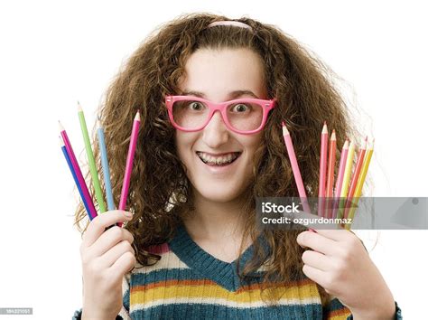 Happy Young Nerd Girl With Braces Stock Photo Download Image Now