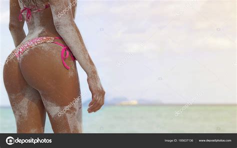 Big Sexy Sandy Black Womans Buttocks Girl Beach Sky Sea Stock Photo By