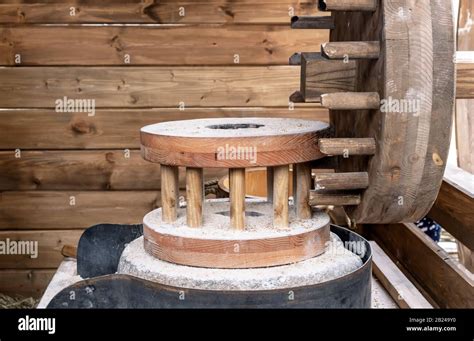 Millstone For Grinding Grain In An Old Water Mill Stock Photo Alamy
