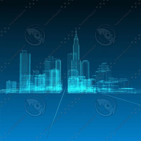 Abstract Wireframe Cityscape 3d 3ds