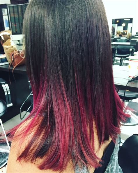 Magenta Tips Ombré Brown Hair Pink Tips Black Hair Pink Highlights Dark Pink Hair Black Hair