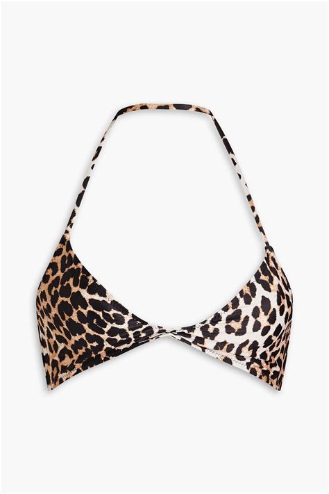 Buy Ganni Ganni Twisted Leopard Print Triangle Bikini Top Animal