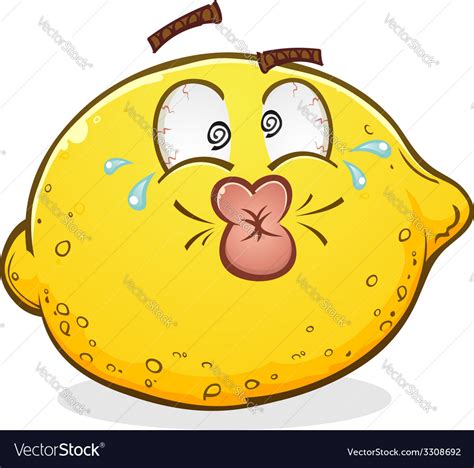 Sour Pucker Face Lemon Cartoon Character Vector Image