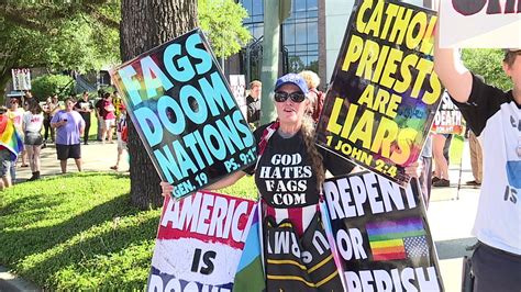 handful of westboro baptist church members greeted by huge group of counter protesters wgno