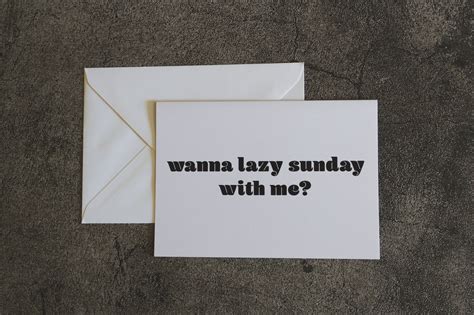 Wanna Lazy Sunday With Me Greeting Card Etsy