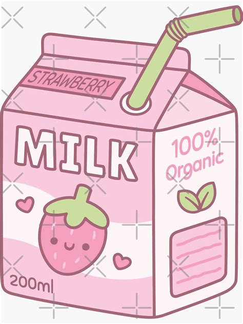 Cute Strawberry Milk Carton Box Sticker For Sale By Rustydoodle Redbubble