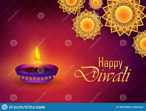 Happy Diwali Hindu Holiday Background For Light Festival Of India Stock
