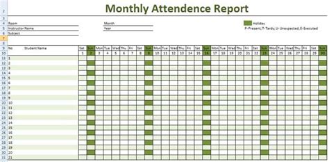 Monthly Attendance Sheet With Time In Excel Free Download And Out