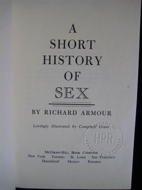 A Short History Of Sex By Armour Richard Fine A Hardbound Book 1970 First Edition First