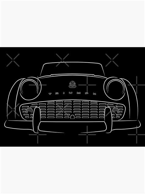 Triumph Tr3 Front Stencil White Poster For Sale By Mal Photography