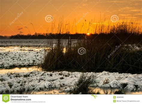 Winter Landscape With Sunset Stock Photo Image 48380980
