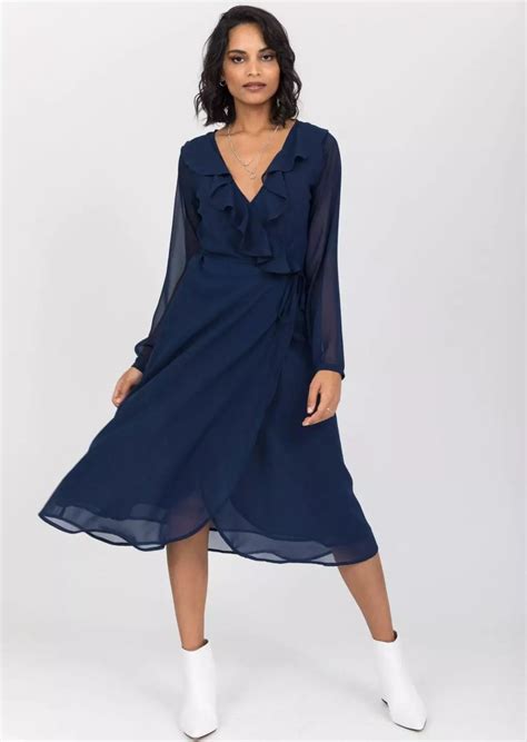 Blue Midi Wrap Dress Dresses Images