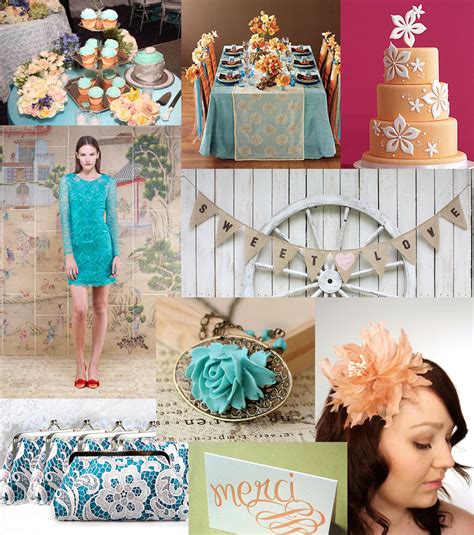 Turquoise And Peach Wedding Inspiration Peach Wedding Wedding