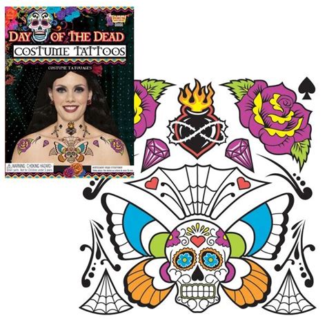 Day Of The Dead Costume Tattoo Online Party Shop Flim Flams Party Store