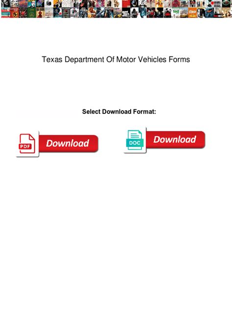 Fillable Online Texas Department Of Motor Vehicles Forms Texas