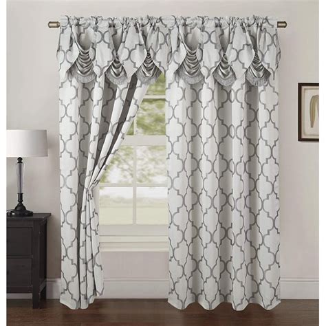 Elegant Comfort Quatrefoil Jaquard Look Curtains With Pleated Attached