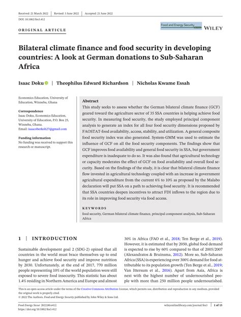 PDF Bilateral Climate Finance And Food Security In Developing
