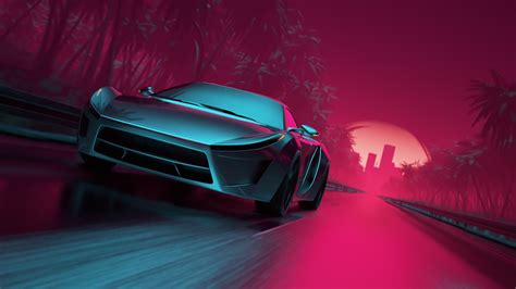 Neon Synthwave Sport Car Hd Artist 4k Wallpapers Images Backgrounds