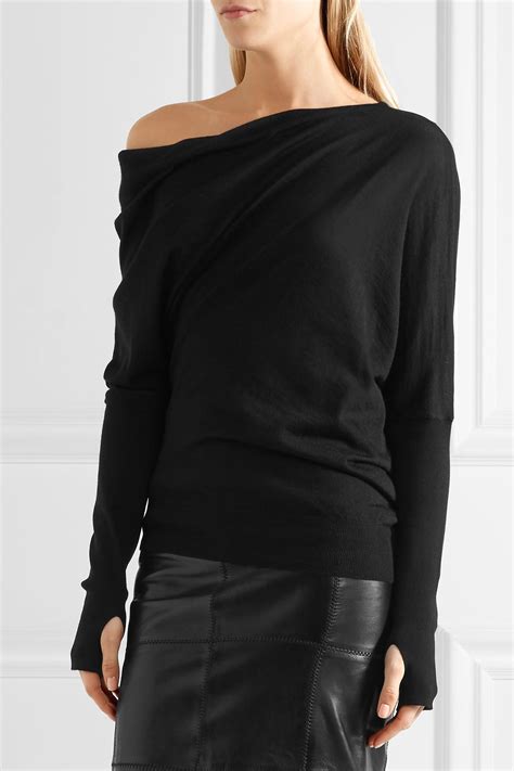 Tom Ford One Shoulder Cashmere And Silk Blend Sweater In Black Lyst