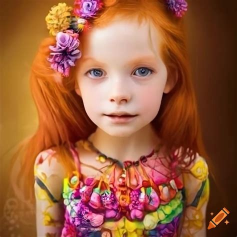 Colorful Illustration Of Cute Ginger Haired Girls On Craiyon