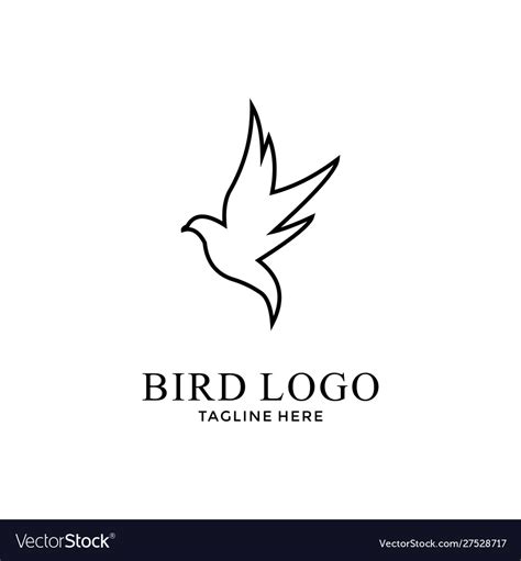 Simple Bird With Line Art Logo Design Royalty Free Vector