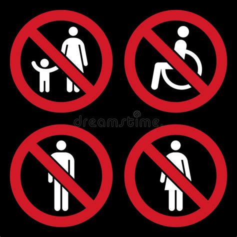 Parent And Child Sign No Disabled People Allowed Sign No Man Sign No