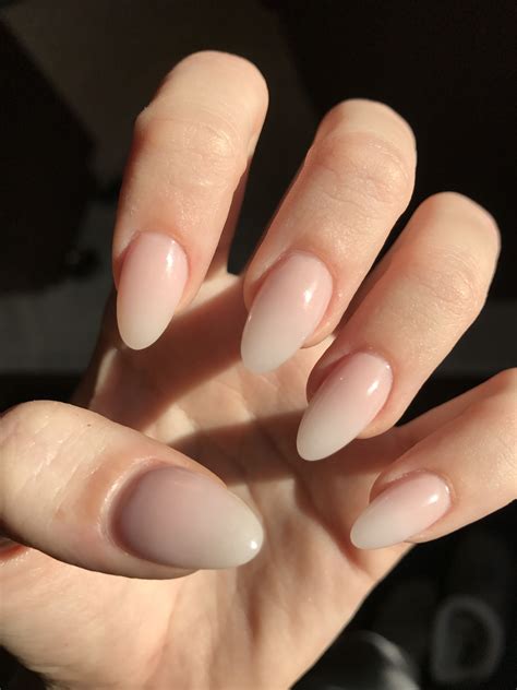 Natural Ombré Almond Acrylic Nails Baby Boomer Nails Ногти Гелевые