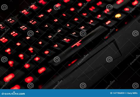 Red Backlit Computer Keyboard Stock Image Image Of Microsoft Gaming