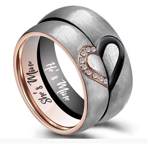 promise couple engagement rings for him and her commitment ring set katienco steel wedding