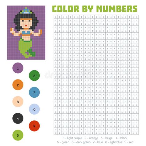 Color By Number Mermaid Stock Vector Illustration Of Number 77891015