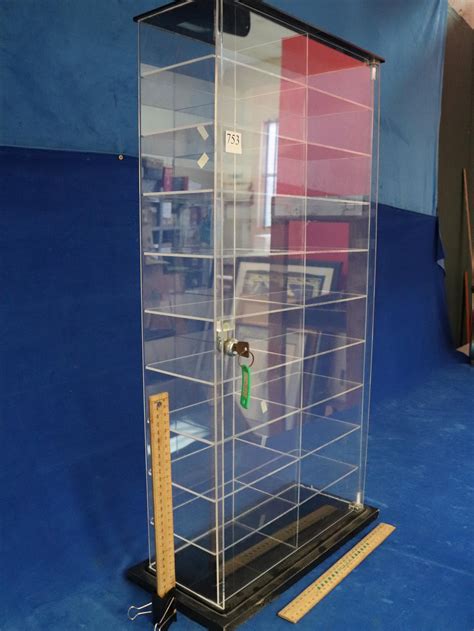 Lot Tall Perspex Lockable Display Cabinet