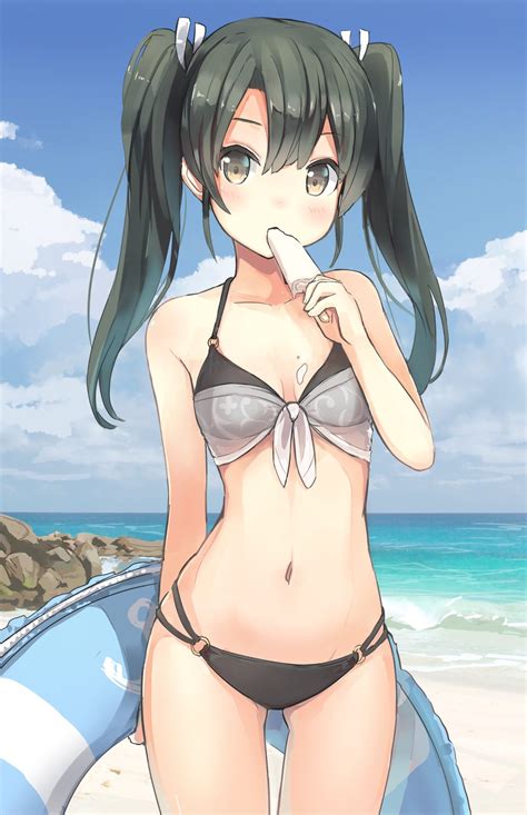 Wallpaper Sea Long Hair Anime Girls Beach Cartoon Kantai