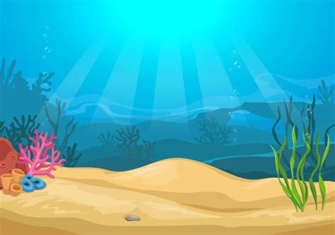 Colorful Coral Reef And Deep Undersea Landscape Illustrations Royalty