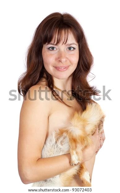 Naked Girl Covered Fox Fur Over Foto Stock Shutterstock