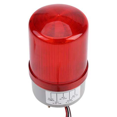 Round Red Rotating LED Beacon Security System Emergency Warning AC220V ...