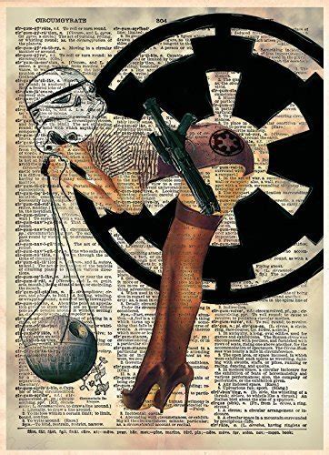 Sexy Star Wars Storm Trooper With Deathstar Modern Pin Up Girl Art On Old