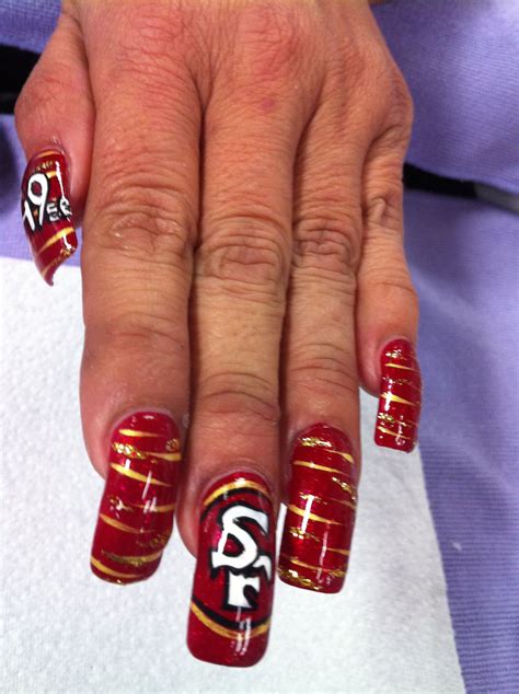 San Francisco 49ers Nails Pretty Acrylic Nails Pretty Nails 49ers