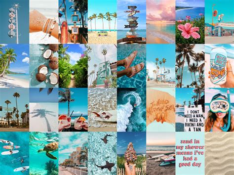 Beach And Summer Aesthetic Wall Collage Kit Digitaal 75 Stuks Etsy