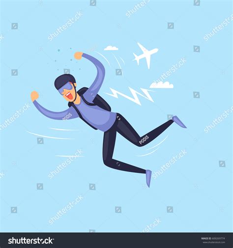 Skydiving Man Parachuting Sport Isolated Extreme Stock Vector Royalty